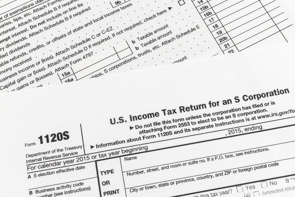Close Up of Form 1120S U.S. Income Tax Return for an S Corporation